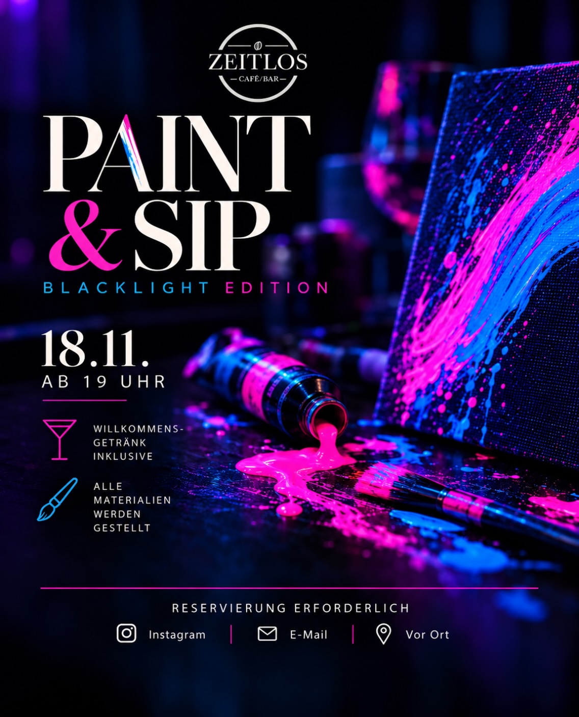 Paint & Sip · Blacklight Edition
